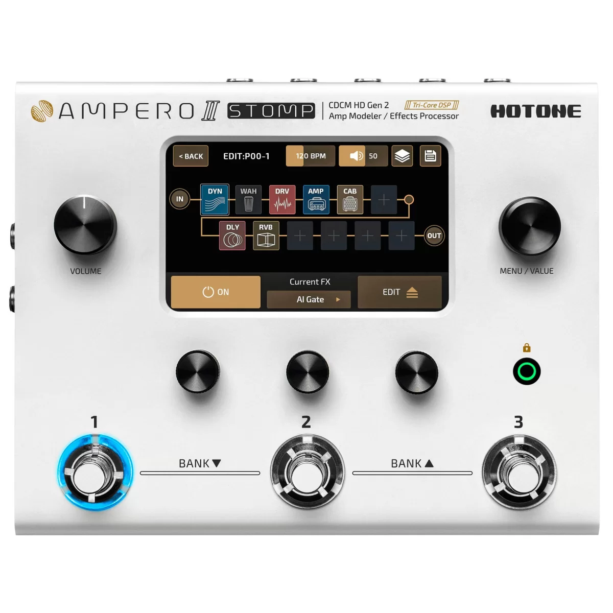 HOTONE AMPERO II STOMP 変換プラグ付き Hotone Ampero II Stomp Гитарный процессор эффектов купить в Москве